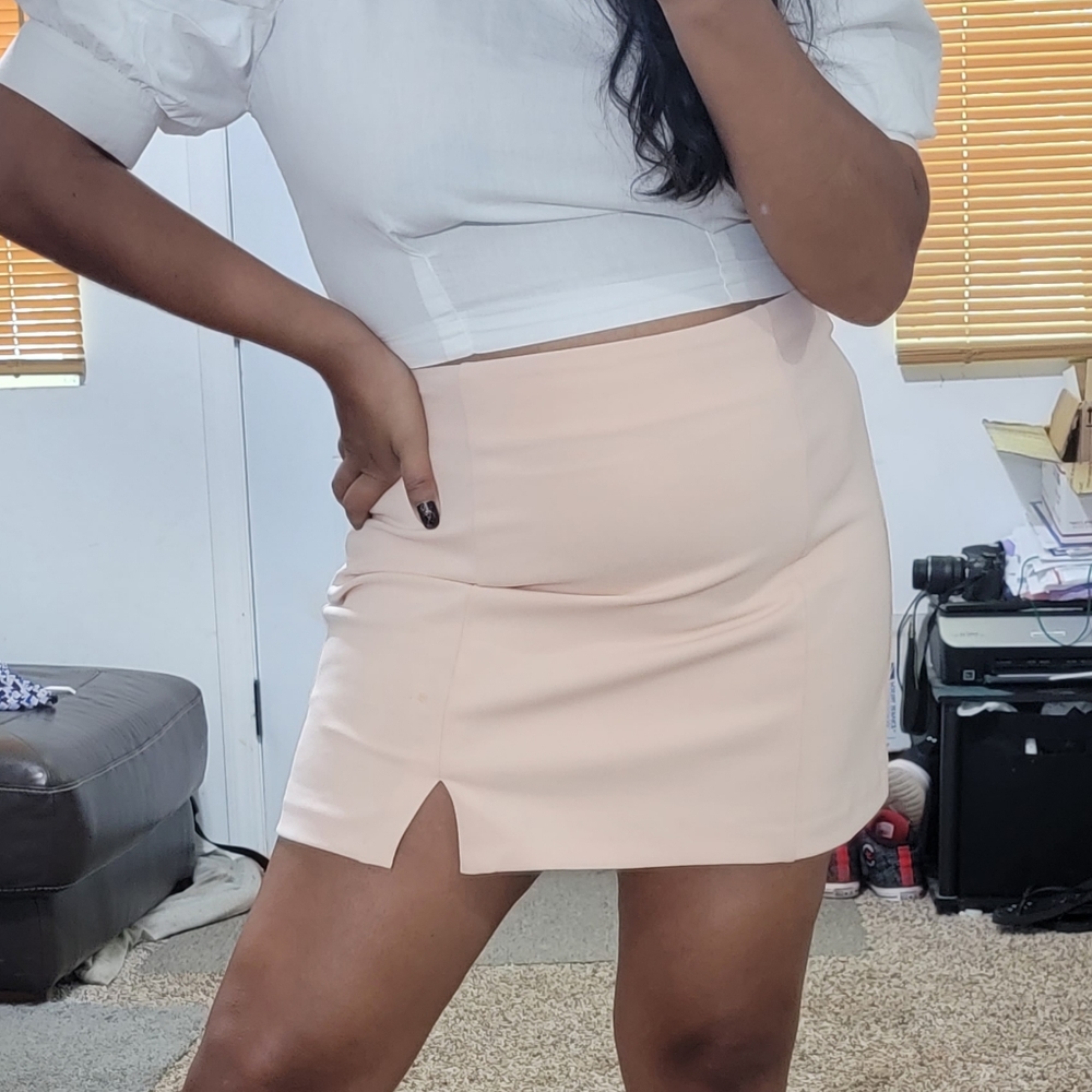 LIGHT PINK MINI SKIRT LARGE 10 12 F 21 VICI - Picture 6 of 16